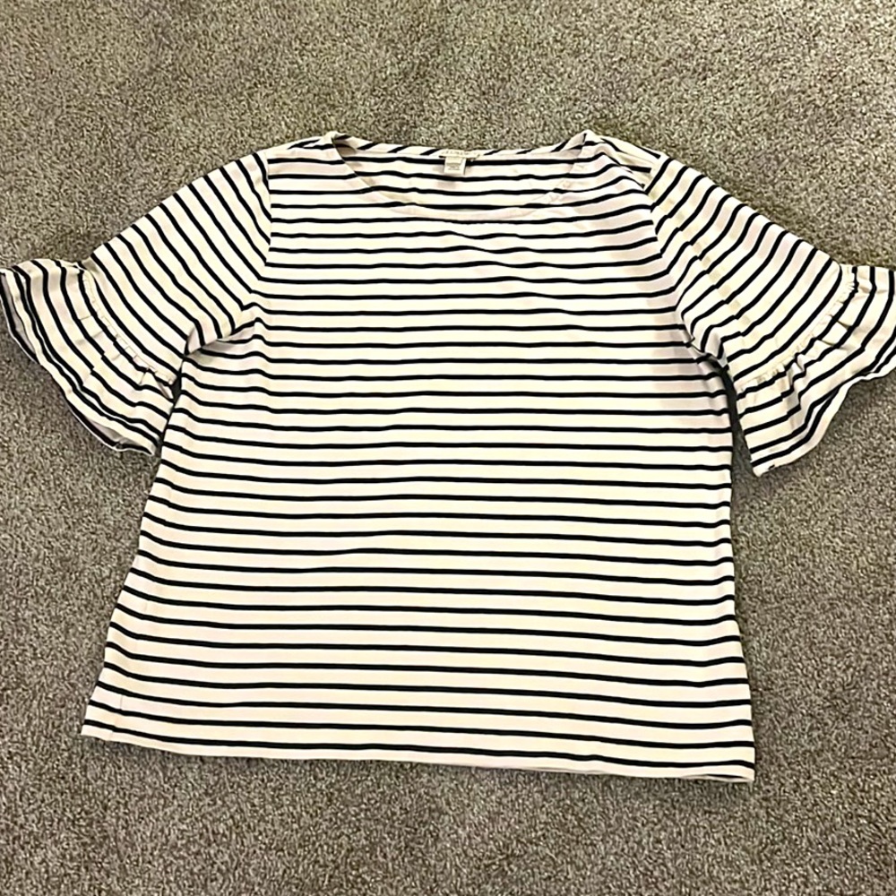 J. Crew Navy and White Striped Short Sleeve Tee